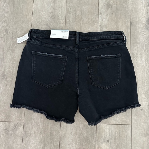 New Arizona Mid Rise Distressed Black Denim Vintage Broken style Jeans sz 13 jr - Picture 14 of 15